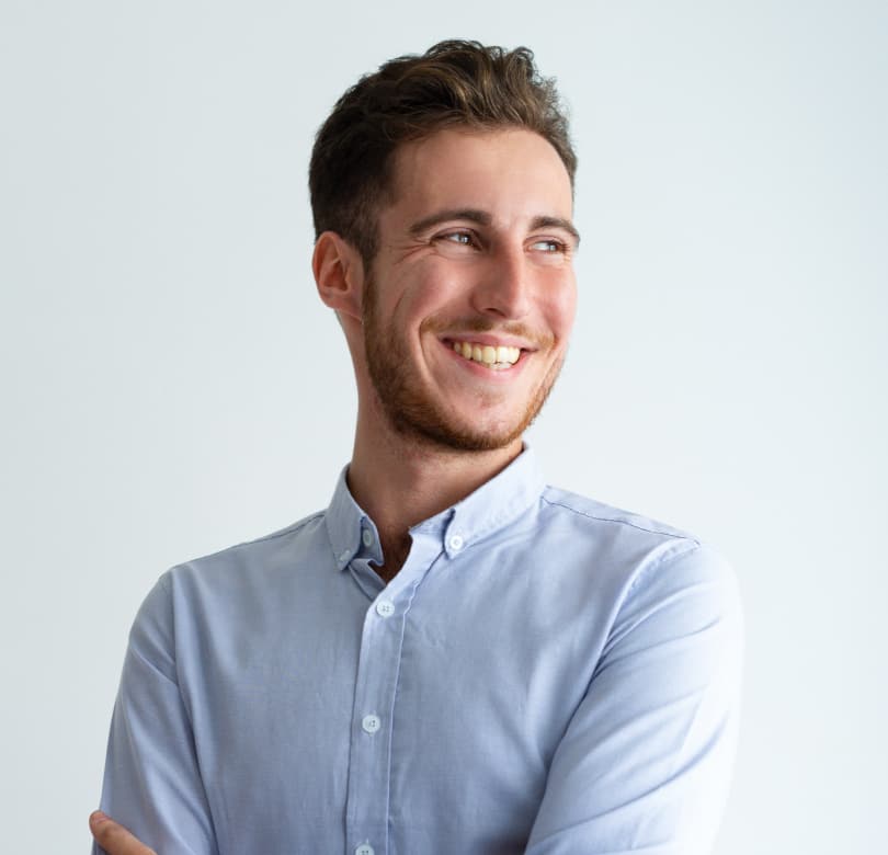  head shot of smiling employee looking stylish