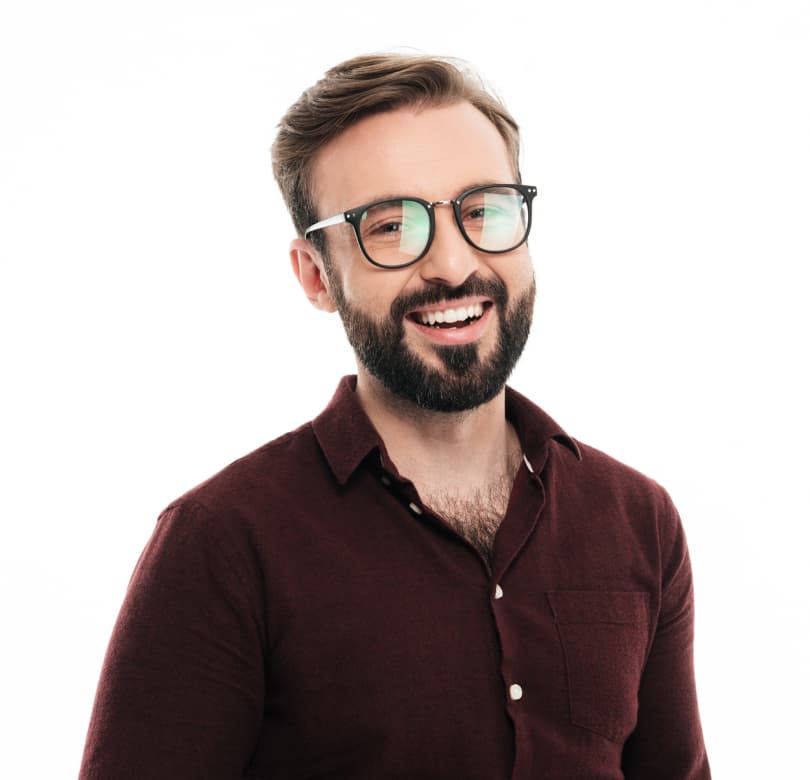  head shot of smiling employee looking stylish